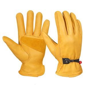 Gants à cinq doigts 1 paire de gants de travail hommes cuir conducteur de moto cyclisme sports de plein air course sécurité protection sécurité jaune gants d'équitation 230818