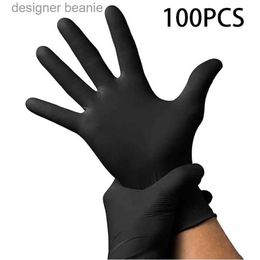 Vijf Vingers Handschoenen 10/100 Pack Wegwerp Zwart Nitril Gs Voor Huishoudelijke Reiniging Werk Veiligheid Gereedschap Tuinieren Gs Keuken Koken TattoL231103