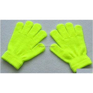 Cinq doigts gants 12 couleurs enfants hiver gants solides couleur bonbon garçon fille tricot gant enfant chaud tricoté doigt extensible mitte DH4VN