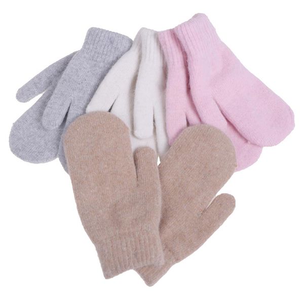 Cinco dedos Guantes 1 par Lana Femenina Invierno Estilo Coreano Color Sólido Todas las Mujeres Niñas Mittens3190