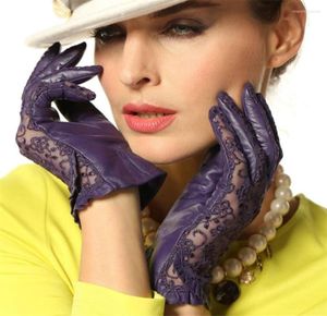 Cinq doigts gants 2022 en cuir authentique Medivale Lolita Femme Lacegloves non doublée Nappa Lambe Lambole du poignet Glove Suncol L095N6025069