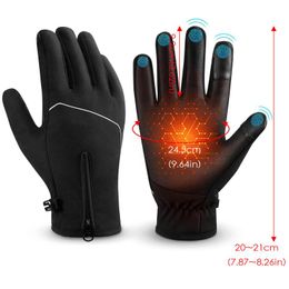 Cinq doigts gants 2022 écran tactile hommes hiver fermeture éclair Sports de plein air équitation chaud coupe-vent imperméable femmes