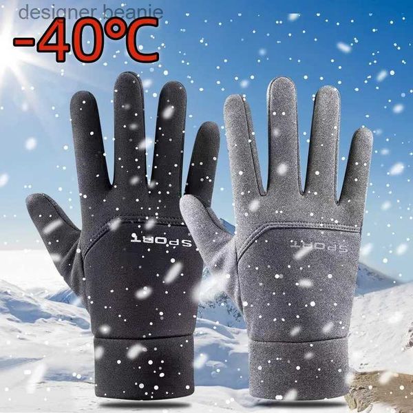 Cinco dedos Guantes 2023 Negro Invierno Cálido Dedos completos Impermeable Ciclismo Deportes al aire libre Correr Motocicleta Esquí Pantalla táctil Fleece GS GuantesL231103