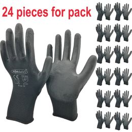 Vijf vingershandschoenen 24Pieces12 Paren Veiligheid Werken Black Pu Nylon Cotton Glove Industrial Protective Work NMSafety Brand Leverancier 230816