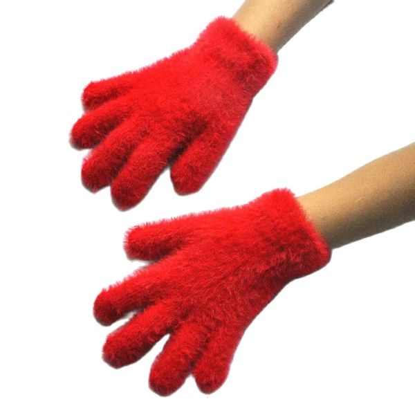 Gants à cinq doigts 3-6 ans gants d'hiver pour enfant solide imitation vison cheveux cinq doigts mitaines maternelle garder au chaud doux tricot gant 231021
