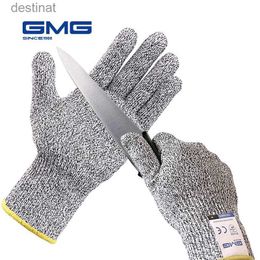 Guantes de cinco dedos Guantes anticorte Grado alimenticio GMG Gris HPPE EN388 ANSI Nivel 5 Protección Seguridad Guantes de trabajo Guantes resistentes a cortesL231108