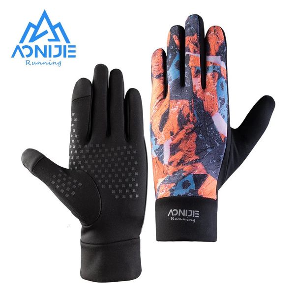 Gants à cinq doigts AONIJIE M57 gants chauds coupe-vent extérieurs gants de sport antidérapants à doigt complet écran tactile à deux doigts pour la course à pied 231207