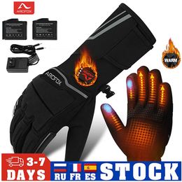 Gants à cinq doigts ARCFOX gants chauffants thermiques moto ski hommes femmes gant chauffant électrique hiver imperméable chaud gant chauffant rechargeable 231207