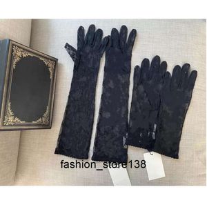 Cinq doigts gants dentelle noire tulle gants pour femmes designer dames beige lettres imprimées brodées conduite fête de mariage mitaines filles ins mode mince fête glo