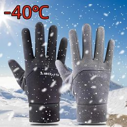 Handschoenen met vijf vingers Zwart Winter Warm Volledig waterdicht Fietsen Buitensporten Hardlopen Motor Ski Touchscreen Fleece guantes 231130