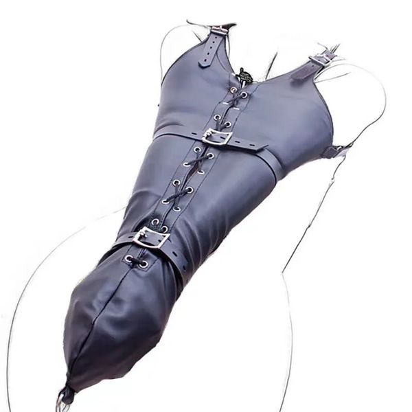 Cinq doigts gants bondage cuir gant fermeture éclair simple gant brassard avec bretelles sur les épaules sexy à manches longues un bras liant bondage retenue 231016