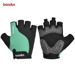 Vijf Vingers Handschoenen Boodun Fiets Halve Vinger Outdoor voor Mannen Vrouwen Gel Pad Ademend MTB Road Racing Rijden Fietsen 231010