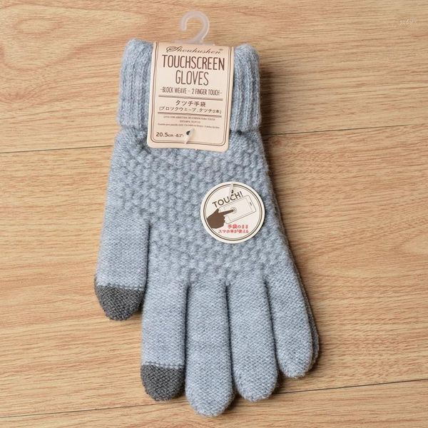 Cinq doigts gants marque 1 paires femmes tricot hiver chaud poignet écran tactile gant femme mitaine accessoires laine Guantes Luvas De Inverno