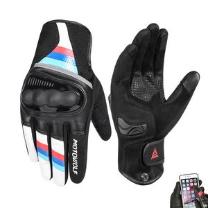 Vijf vingers Handschoenen Ademend leer Motorfietshandschoenen Racing Touch Screen Handscherm Heren Motocrosshandschoenen voor R1200GS R1250GS 230821