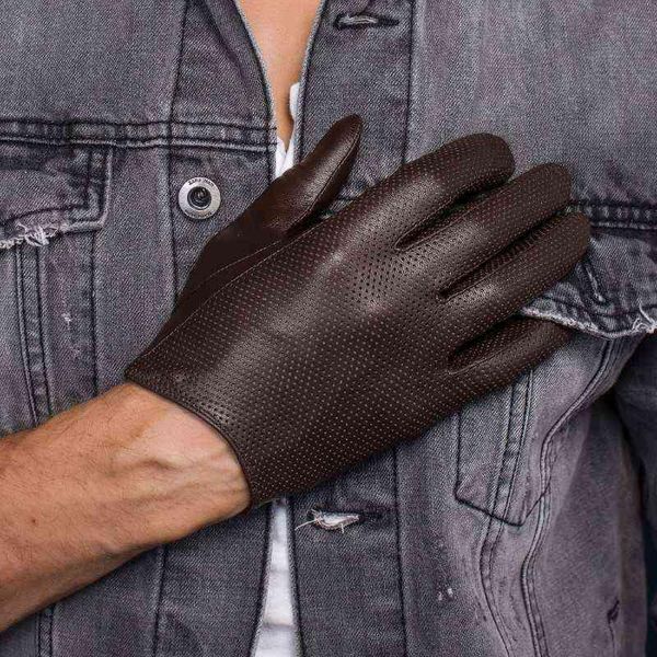 Cinq doigts gants respirant doux mode classique chèvre automne écran tactile sans doublure