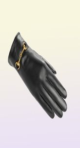 Vijf vingers handschoenen klassieke damesmeisjes ontwerper lederen metaal cool punk winter warm touchscreen cadeau2304486