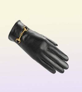Vijf vingers handschoenen klassieke damesmeisjes ontwerper lederen metaal cool punk winter warm touchscreen cadeau4086216
