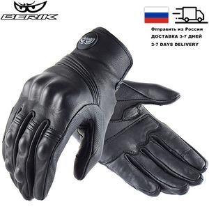 Cinco dedos Guantes Clásico Retro Cuero de vaca Motocicleta Negro Dedo completo Moto Locomotora Pantalla táctil Guantes Moto Guante 230927