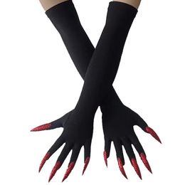 Cinq doigts gants Cool Halloween gants longue griffe fantôme habiller des gants à la mode rouge longs ongles Cosplay Halloween gants drôles A529 230926