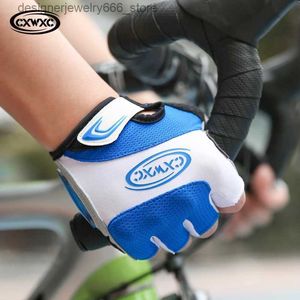 Gants à cinq doigts CXWXC Gants de cyclisme courts sans doigts Gel Palm Anti-choc Essuyer la sueur Conception Lycra Tissu Mitaine Hommes VTT Route Vélo Gant Q231206