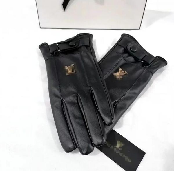 Cinq doigts gants Designer marque lettre impression épaissir garder au chaud gant hiver sports de plein air pur coton faux cuir cadeau en gros AA