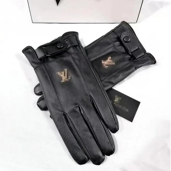 Cinq doigts gants Designer marque lettre impression épaissir garder au chaud gant hiver sports de plein air pur coton faux cuir cadeau en gros