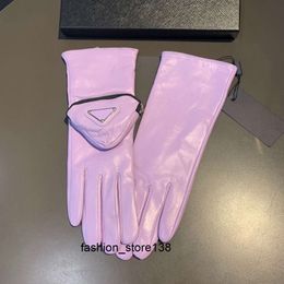 Guantes de cinco dedos Guantes de diseñador Mujeres Invierno Cálido Mitones de cuero con bolsillo Moda de lujo Handschuhe Mujer Guante Cinco dedos Mitones de cachemira Pantalla táctil