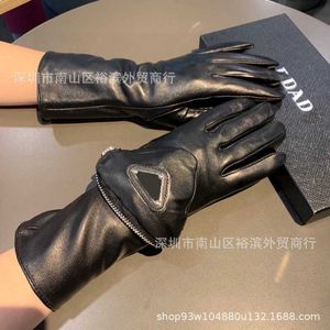 Five Fingers Gloves Gants en cuir de créateur, écran tactile pour hommes, ouverture centrale, cyclisme d'hiver, peluche épaissie, gants rouges pour femmes P6OX