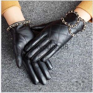 Vijf vingers handschoenen Designer lederen halfvinger dames schapenvacht motorhandschoenen lekkende vingers korte lente en herfst dunne sectie
