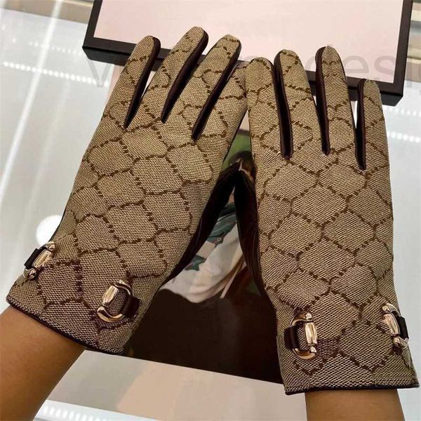 Cinco dedos Gloves Diseñador de la marca de lujo Glove Glove Fashion Fashion Fashion Finger Fingo Bare Winter Warm Sheepskin G2310181Z-6 L4KF