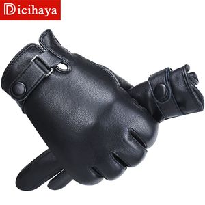 Guantes de cinco dedos DICIHAYA Hombres Piel de oveja genuina Otoño Invierno Alta calidad Pantalla táctil cálida Dedo completo Negro 221031