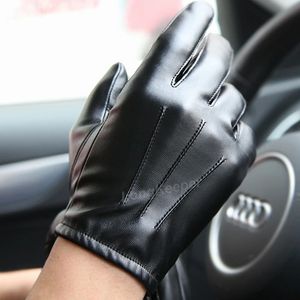Cinq doigts gants conduite hommes luxueux Pu hiver automne conduite garder au chaud gants cachemire tactique gants en cuir noir Sports de plein air 231115