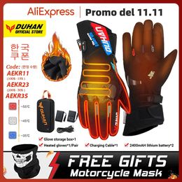 Gants à cinq doigts DUHAN Moto gants chauffants alimenté par batterie Moto Guantes hiver gants d'équitation imperméables en plein air garder au chaud Guantes Para Moto 231113
