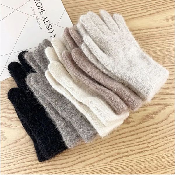 Cinq doigts gants élastiques gants de doigt complet chaud épais cyclisme conduite mode femmes hommes hiver chaud tricoté laine gants de plein air 231120