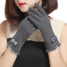 Guantes de cinco dedos Moda Lovely Bowknot Mujeres Pantalla táctil Invierno Cálido Deporte al aire libre Gift1