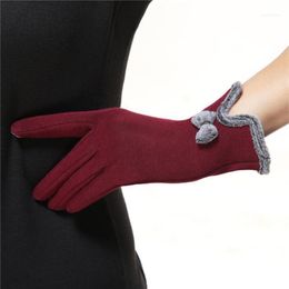 Cinq doigts Gants Mode Belle Bowknot Femmes Écran Tactile Hiver Chaud Sport En Plein Air Cadeau Automne Poignet Mitaines Conduite Gant1