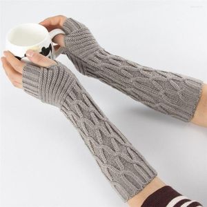 Vijf vingers handschoenen mode mode winter lang gebreide mannen dikke warme vingerloze snoepkleur wanten zachte elastische armwarmers
