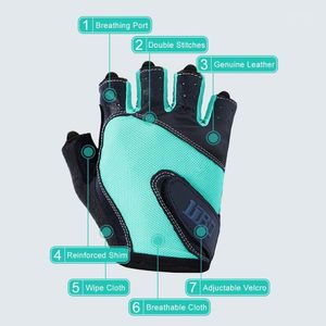 Cinco dedos Guantes Feiqiaosh Girls Fitness Ejercicio Mujeres Cuero Transpirable A prueba de golpes Ciclismo Gimnasio Medio Dedo Guante 2023 Guantes Ciclismo