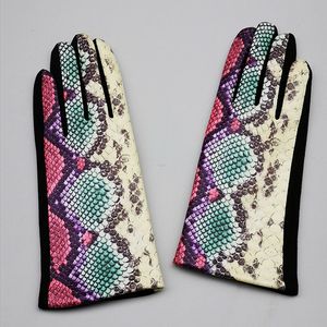 Cinq doigts gants femme hiver chaud léopard daim cuir écran tactile femmes sexy motif zèbre cachemire épaissir conduite H94 221111