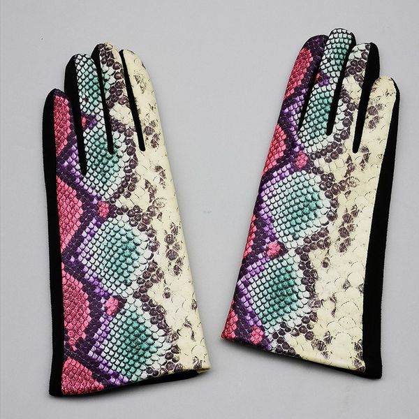 Cinq doigts gants femme hiver chaud léopard daim cuir écran tactile femmes sexy motif zèbre cachemire épaissir conduite H94 221111