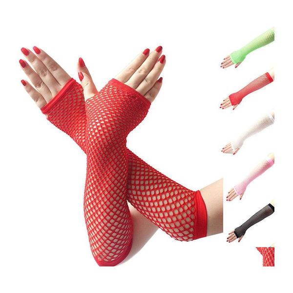 Guantes de cinco dedos Red de pesca Verano Mujer Moda Longitud larga Fiesta Sexy Night Club 20220224 T2 Drop Delivery Accesorios Sombreros Sc Dhs5L