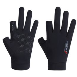 Guantes de cinco dedos Pesca Sol Proction Conducción Transpirable Antideslizante Medio sin dedos Verano Seda de hielo Al aire libre Hombres Mujeres Guante 221119