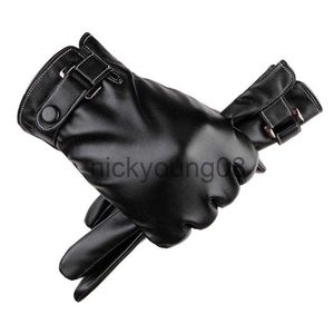 Cinco dedos Guantes Cinco dedos Guantes 2 unids Hombres de cuero Térmico Deportes de invierno usando el teléfono Guantes Ciclismo Motocicleta Engrosamiento Impermeable Montar x0902