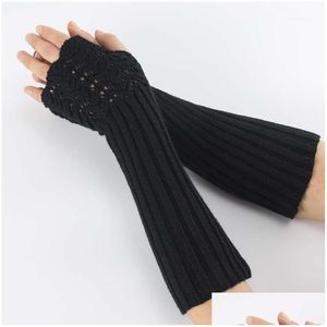 Five Fingers Gloves Cinq doigts gants mode femmes hommes couleur unie bras plus chaud longs mitaines à tricoter sans doigts automne hiver printemps Dhzea