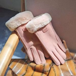 Cinq doigts gants pour femmes hiver chaud équitation version coréenne avec polaire épaissie coupe-vent écran tactile hiver daim velours étudiant