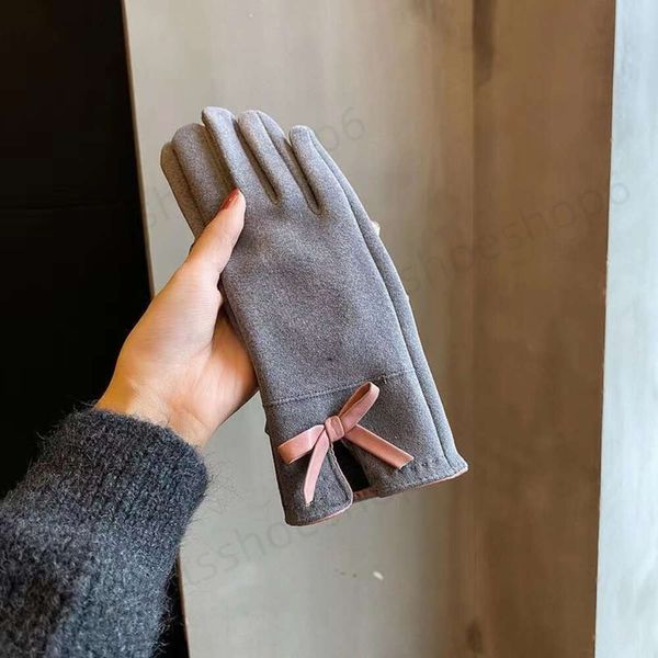 Cinq doigts gants pour femmes hiver chaud équitation version coréenne avec polaire épaissie coupe-vent écran tactile hiver daim velours étudiant cadeau TT