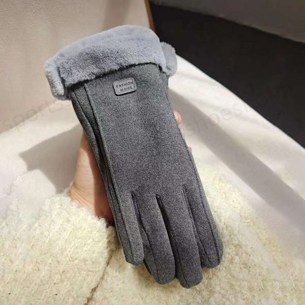 Cinq doigts gants pour femmes hiver chaud équitation version coréenne avec polaire épaissie coupe-vent écran tactile hiver daim velours cadeau étudiant QQ