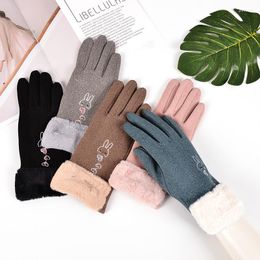 Cinq doigts gants gants plein doigt hiver chaud chauffé pour femmes tactile tactile cachemire mitaine féminin ski ski mit-accessories féminines