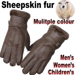 Gants à cinq doigts Gants intégrés en fourrure pour hommes et femmes style peau de mouton naturelle épaisse hiver chaud véritable style de ski en fourrure pour hommes femmes 231130