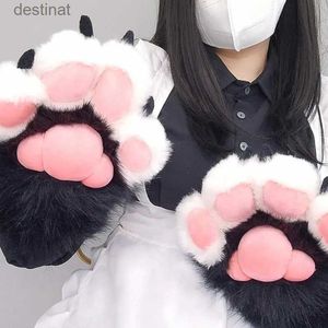 Guantes de cinco dedos, guantes con pata peluda, Cosplays, Lobo, oso, pata de Animal, mitones de felpa para mujeres y niñas, triangulación de envío L231108